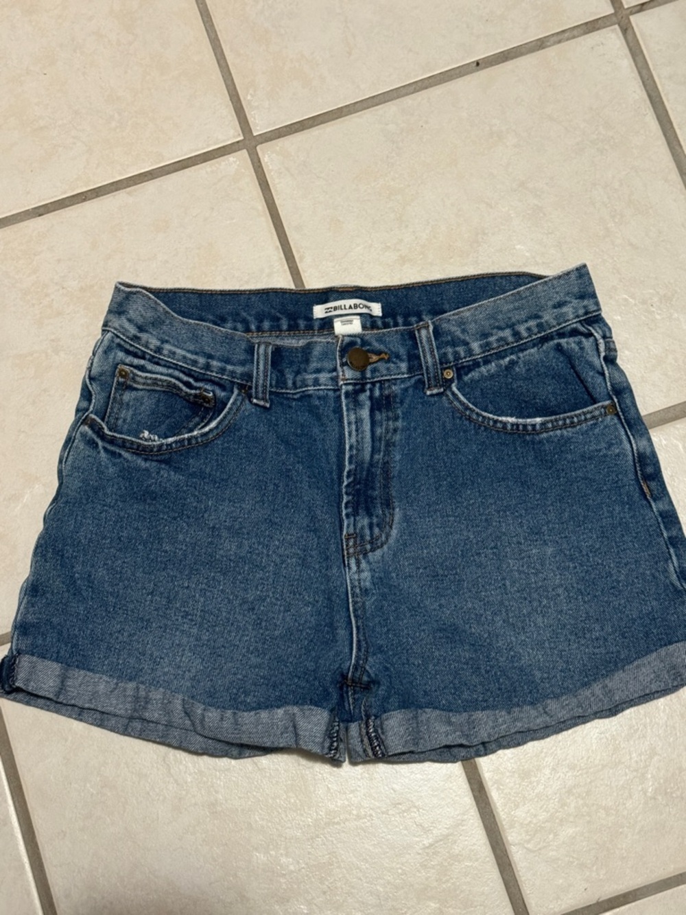 Billabong Dark Blue High-Rise Cuffed Denim Shorts